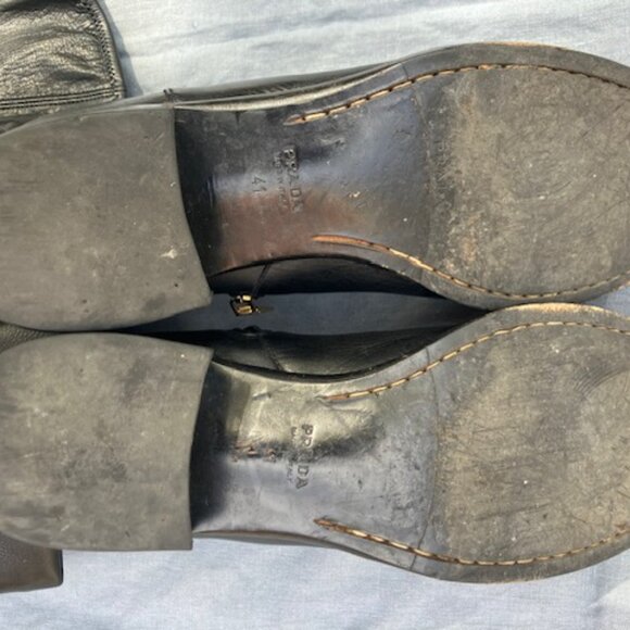 Black PRADA Thigh-High Over the Knee Leather Flat Boots - Picture 9 of 10